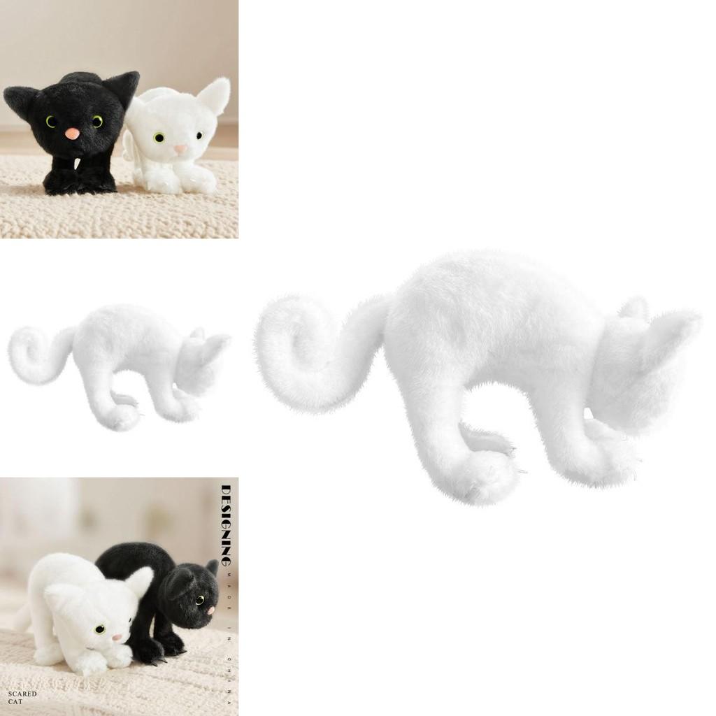 Black And White Cat Plush Toy With Funny Expression For Halloween Gift And Collectors Item
