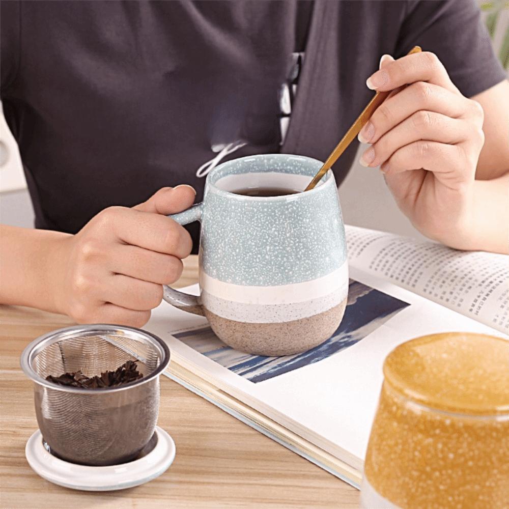 Ceramic Kiln-changed Tea Mug Nordic Style Milk Mug Household Tea Separation Cup  Office