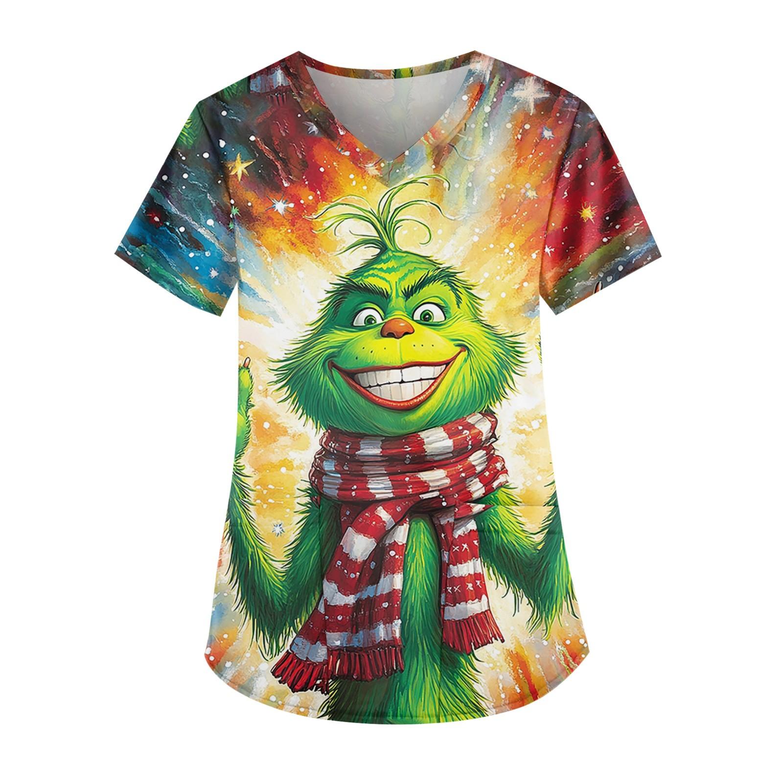 

Женские модные повседневные топы с v-образным вырезом и защитная спецодежда с принтом XXL зелёный