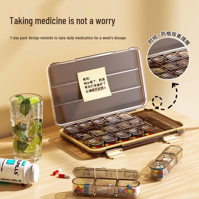 Weekly 7-Day Pill Organizer with Daily Reminders