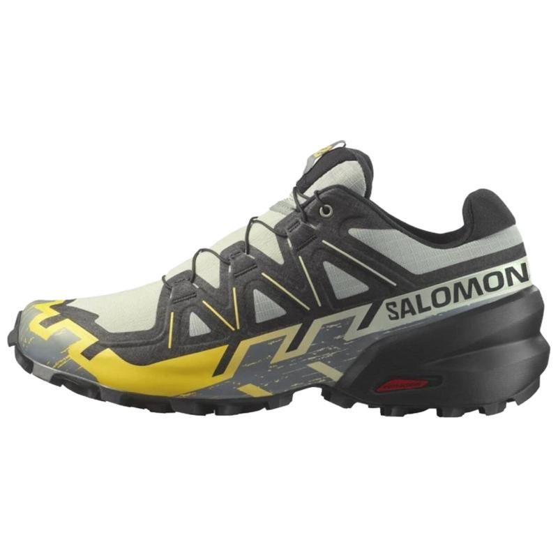 SALOMON Speedcross 6 Support Lightweight Running Shoes Men's Black Gray Yellow Sneakers 479805
