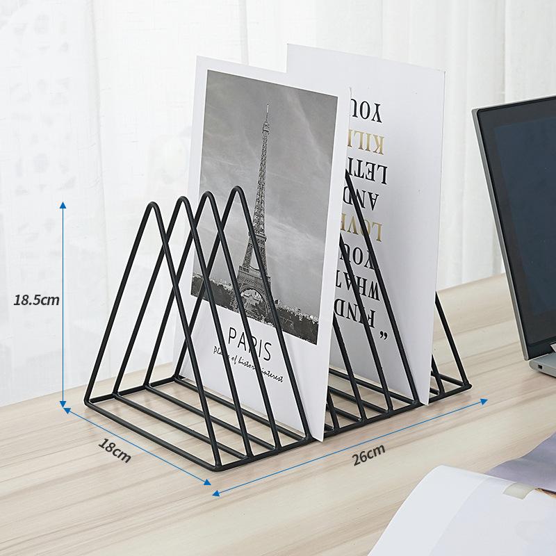 Triangular Bookcase Iron Art Small Bookcase Desk Decoration Storage Rack Simple Book and Newspaper Rack