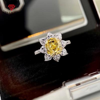  Concise Gorgeous Flower Shape Yellow Opening  Rings For Women Charm Wedding Engagement Fine Jewelry New Trendy