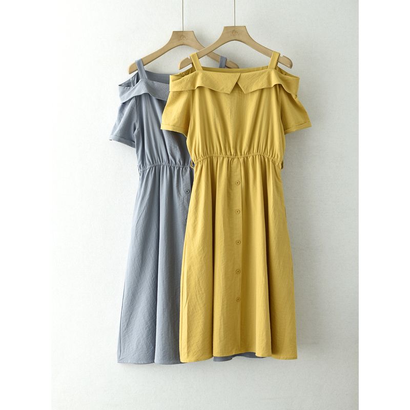 

Gentle Nx268 Niche Women s Summer Waist Dress Yellow/No belt L