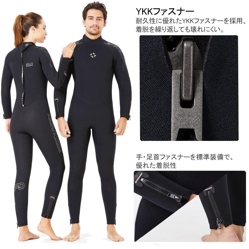 Men's 5mm Full Wetsuit, Long Sleeves, Wrist and Ankle Zippers, Neoprene, Fleece-Lined, Diving Suit, Marine Sports, Black, Size XL