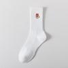 Cityboy Men’s Autumn/Winter White Cartoon Embroidery Socks - Trendy, Sweat-Absorbing Mid-Calf Sports Socks