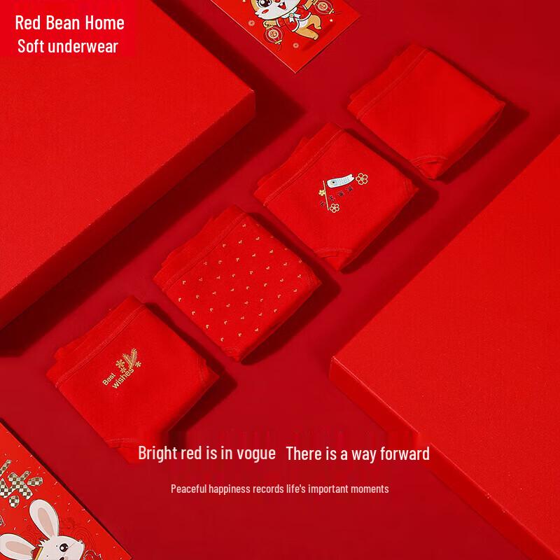 Hodohome Women's Lucky Red Antibacterial Cotton Briefs - 4 Pack