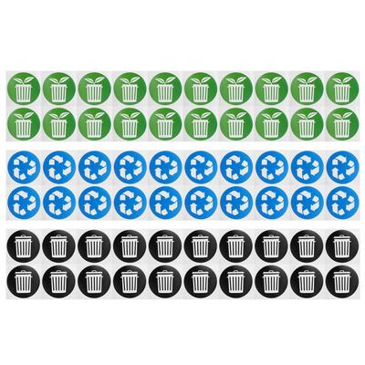 60 Pz/Set Identificazione Raccolta Rifiuti Circolare Decalcomania Riciclo Adesivo Cestino