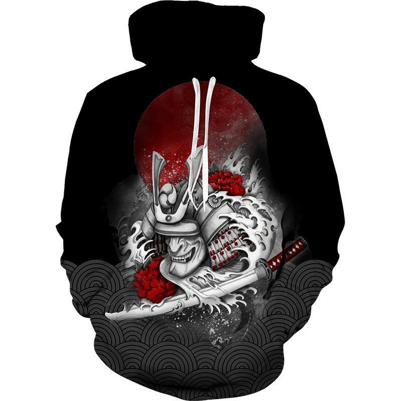 Trend Japanese Samurai Pattern Hoodies For Men Spring Autumn Long Sleeve Kids 3D Printed Pullover Loose Streetwear Harajuku Tops