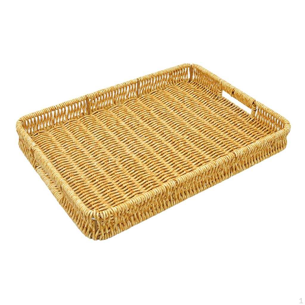 Decorative Ottoman Platter Rectangular Serving Tray Organizer Portable for