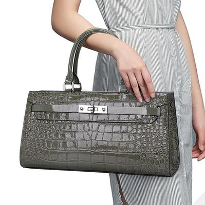 New Premium Fashion Headlayer Cowhide Crocodile Print Handheld Women's Bag Oblique Straddle Women's Bag