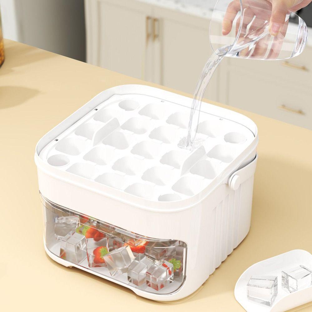 50-Cube Ice Maker with Easy Press Cap Large Capacity with Easy-press Lid Ice Cube Machine Reusable Double-layer Ice Cube Maker