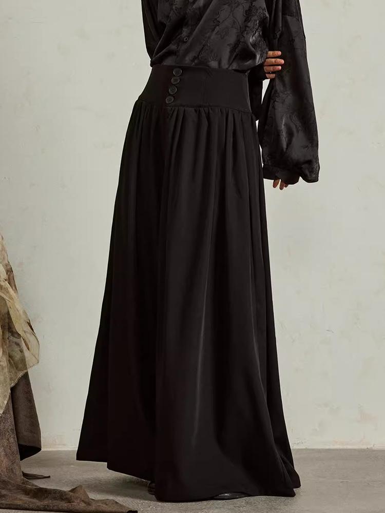 XITAO Solid Color New Chinese Style Wide Leg Pants ZYY1042