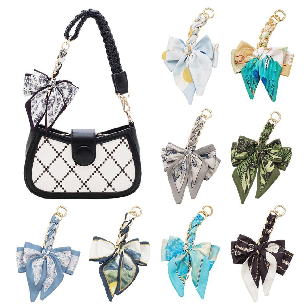 

Charm Bowknot Pendant Soft Silk Scarf Keychain Women Bag Chain 1