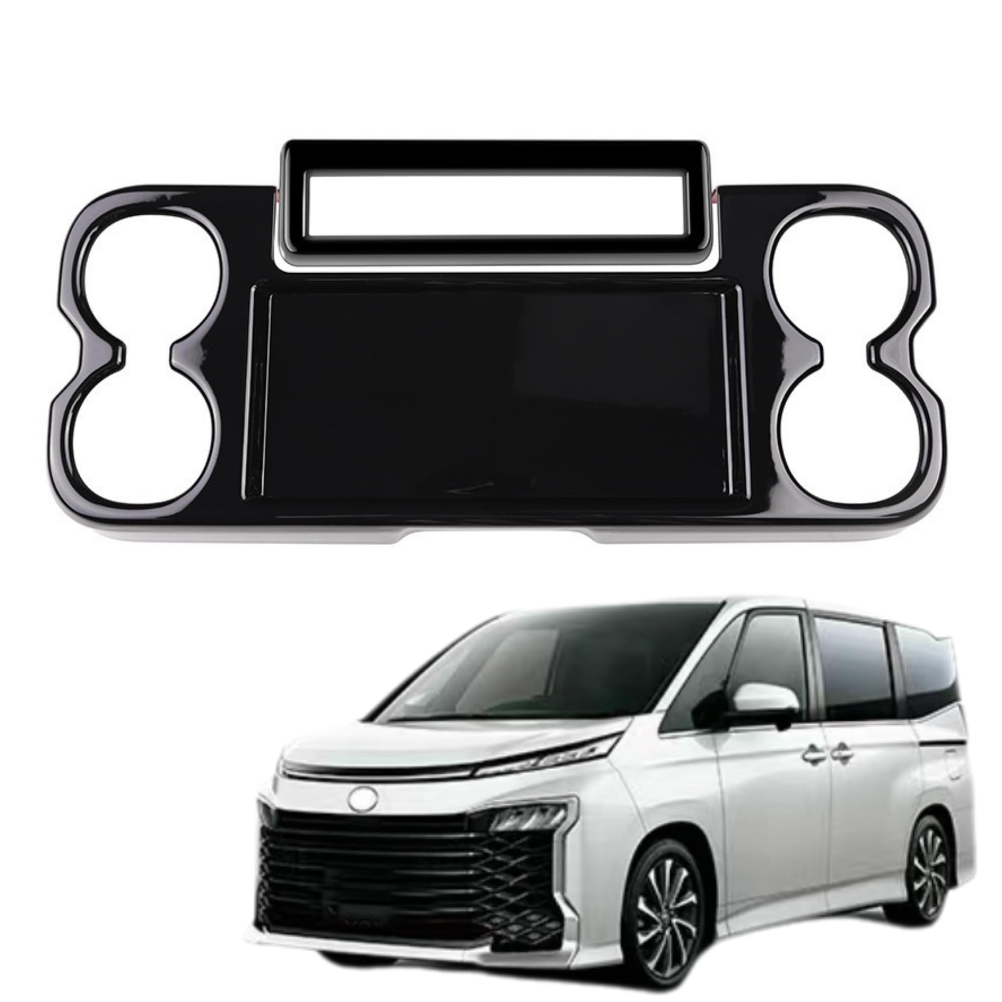 

EopTatoo Center Console Cup Holder Panel Custom Interior Accessories for the New Voxy 90 Series and Noah 90 Series Cover, (Piano Black)