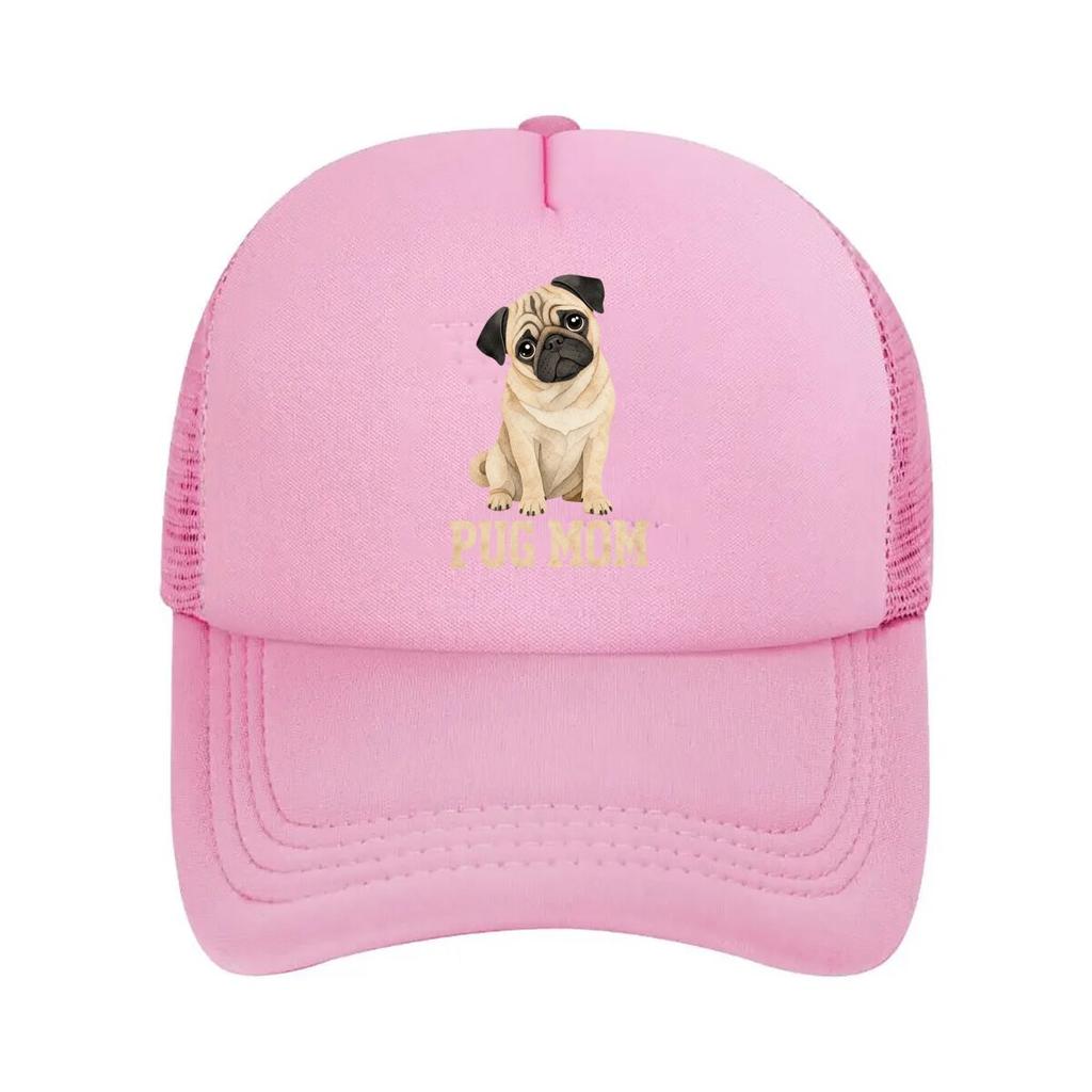 Cute Pug Mom Portrait Typography Mesh Baseball Cap For Womens Unisex FeUnisex Beach Dad Hat Hip Hop