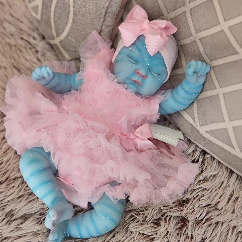 NPK 19inch Peaches Avatar Full Body Vinyl Reborn Baby Doll Handmade Realistic 3D Skin Waterproof Bath Collectible Toy