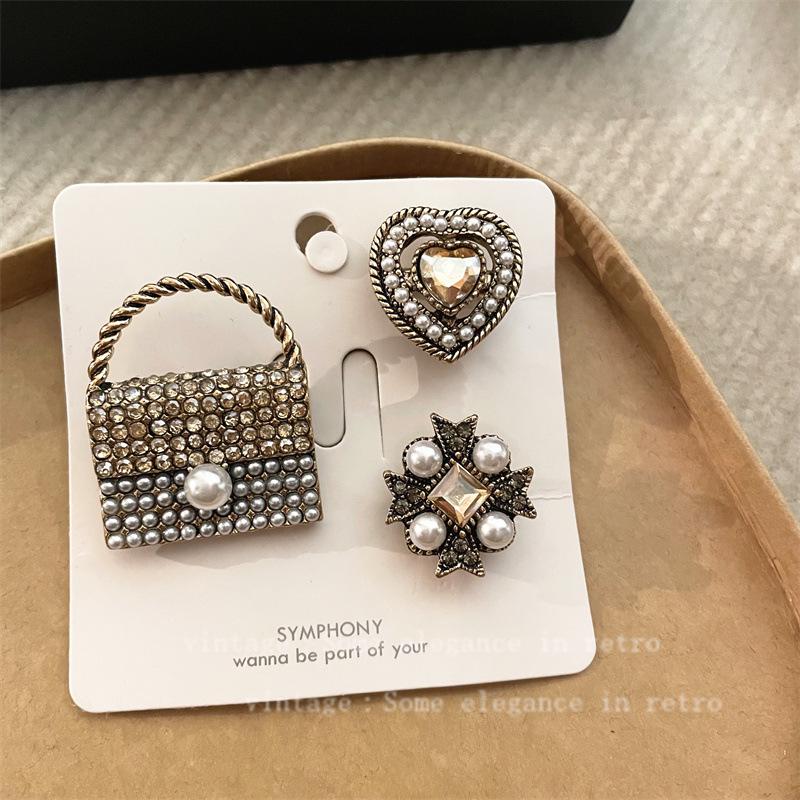 Vintage Distressed Brooch Set: Coco Style Corsage Pin Collection