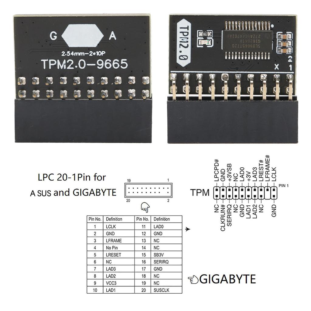 20Pin Encryption Security Module Standalone Crypto Processor TPM 2.0 Encryption Security Module Safe Stable for PC