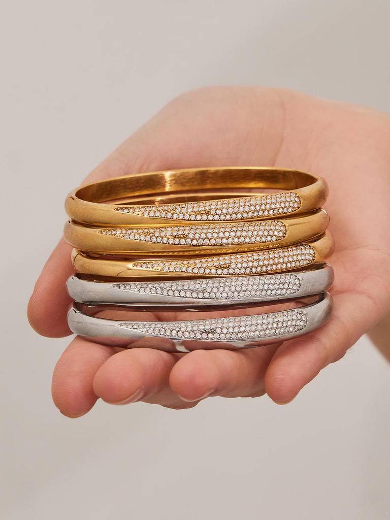 Stainless Steel Zircon Diamond Buckle Bracelet - Versatile European-American Light Luxury Fashion Accessory