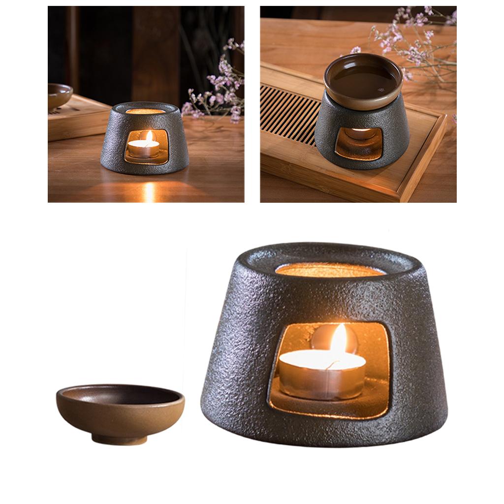 Teaware Stove with Candle Retro Portable Ceramic Tea Heater Household Durable