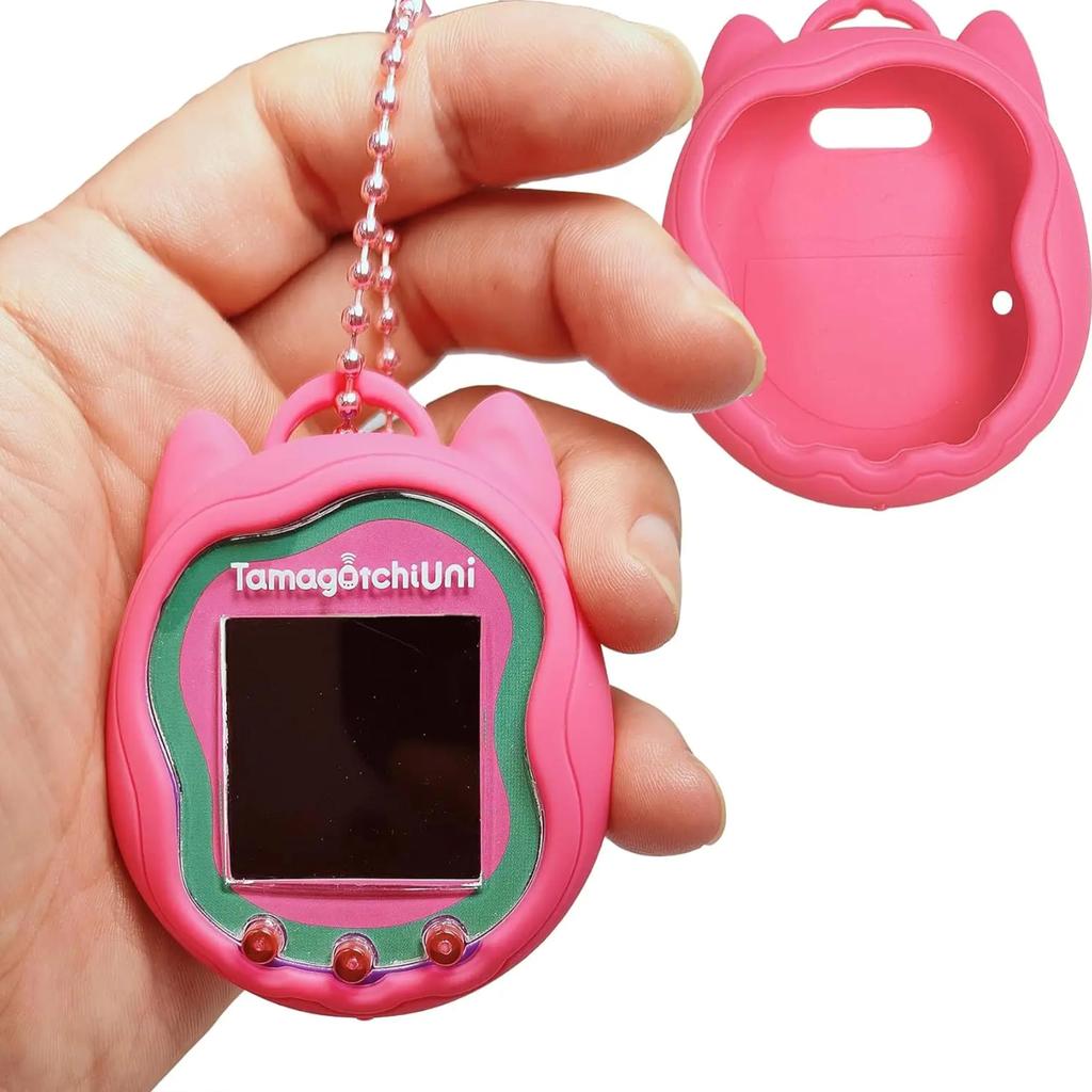 SCLAB Silicone Pearl Cat Cover for Tamagotchi UNI / Protective Cover for Tamagotchi LCD, Electronic Pet Game, Cat Shell, Virtual Pet Case (UNI Pink)