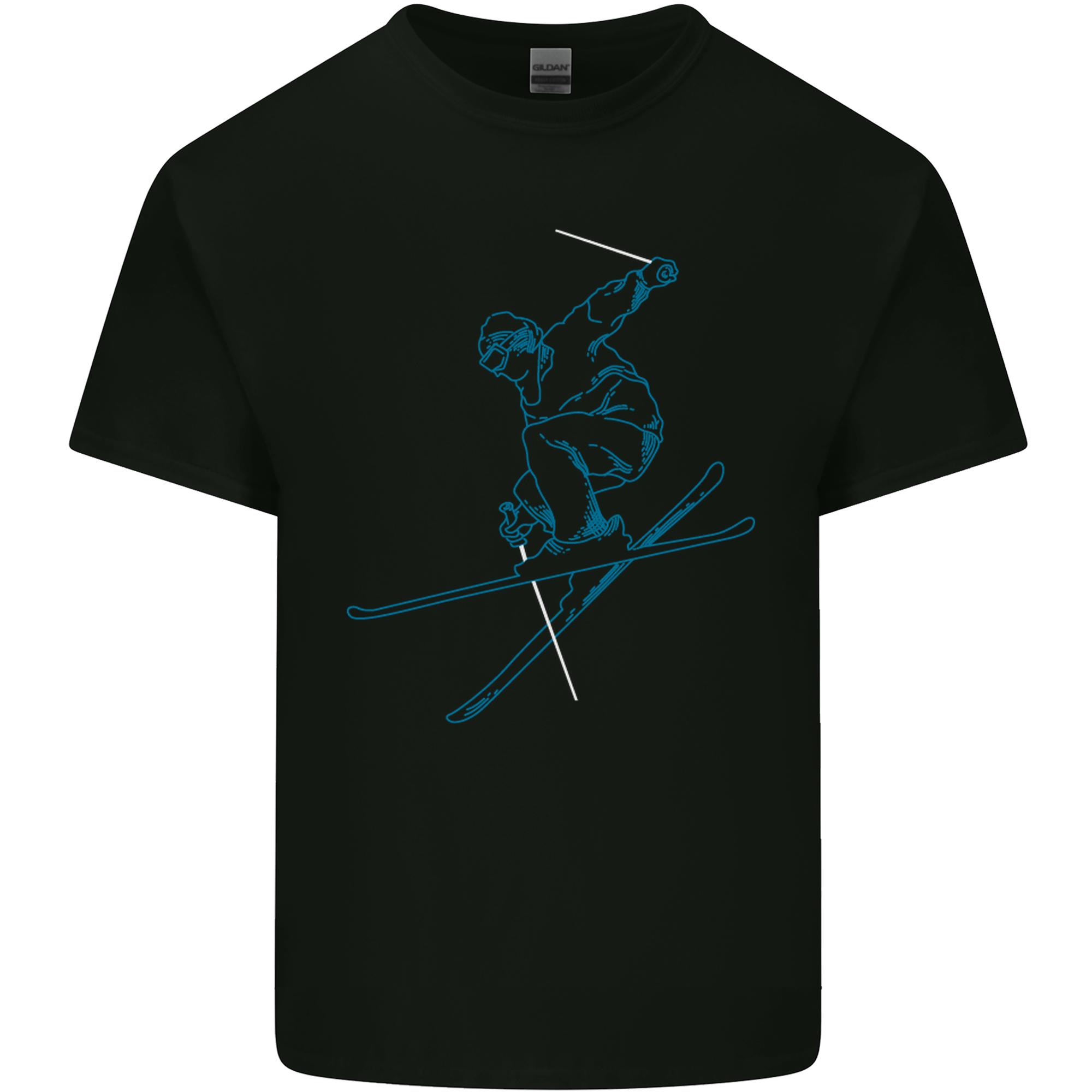 Skier Blue Outline Skiing Ski Unisexs Light Cotton TShirt S