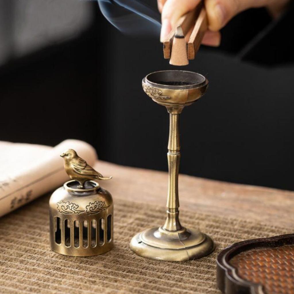 Matel Magpie Hollow Lamp Sandalwood Fragrance Censer Smoking Backflow Incense Holder Tea House Ornaments Study Room Home Decor