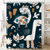 Blue Printed Shower Curtain with Cartoon Dinosaur Pattern for Bathroom Decor Waterproof Fabric Perfect Gift Idea (30x72 inches)