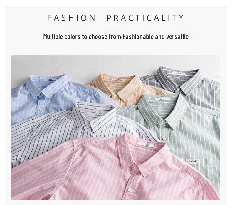 Men's Japanese Striped Cotton Shirt: High-End, Versatile, Long Sleeve for Spring