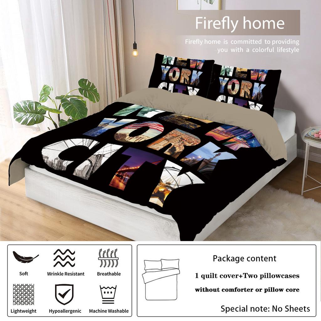 Manhattan Times Square Three-Piece Digital Printing Bedding Four-Piece Set