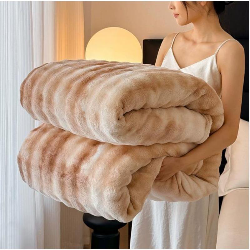 Super Soft Faux Rabbit Fur Shawl Blanket Four Seasons Warm and Cozy