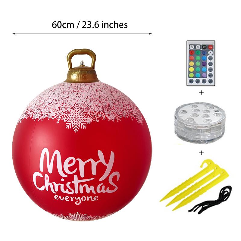 60CM LED Işıklı Noel topu Dış Mekan Noel Şişirilebilir Süslemeli Top PVC'den Yapılmış Dev Işıksız Büyük Toplar Ağaç Süsleri