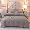 4pcs/set European-style Simple and Modern Solid Color Embroidered Quilt Bedding Bed Skirt Set Bedding Set Comfortable Soft Four-piece Set