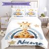 Set Biancheria da Letto con Giraffa e Nome Personalizzato 3 Pezzi Copripiumino Chiusura Include 1 Copripiumino e 2 Federe, Morbido e Confortevole per Tutte le Stagioni.