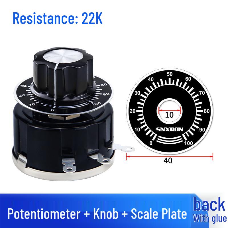 WX112 050 Adjustable Single-Turn Wirewound Potentiometer: 47, 560 Ohm, 1K, 2.2K, 4.7K, 10K, 47K Knob