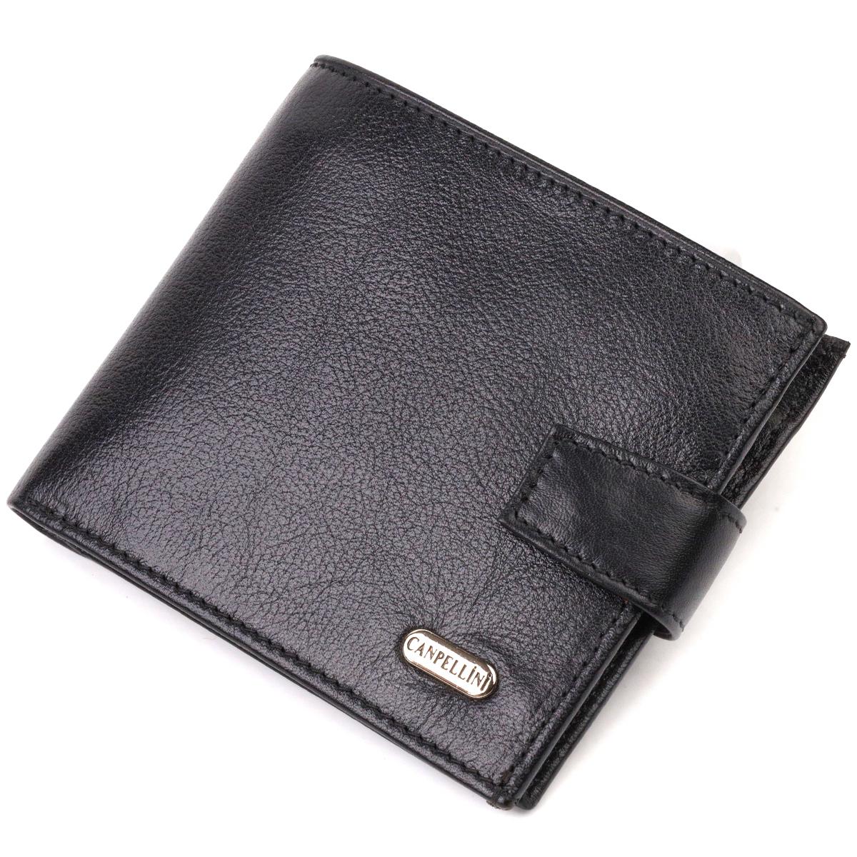 

Зручний чоловічий гаманець з натуральної гладкої шкіри CANPELLINI 21877 Чорний