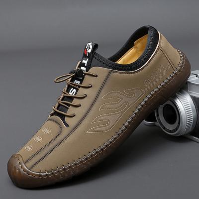 Męskie Mokasyny Outdoor Wsuwane Elastyczne Skórzane Buty Wysokiej Jakości Gruba Podeszwa Codzienne Buty Brytyjski Styl Buty do Jazdy Męskie Buty