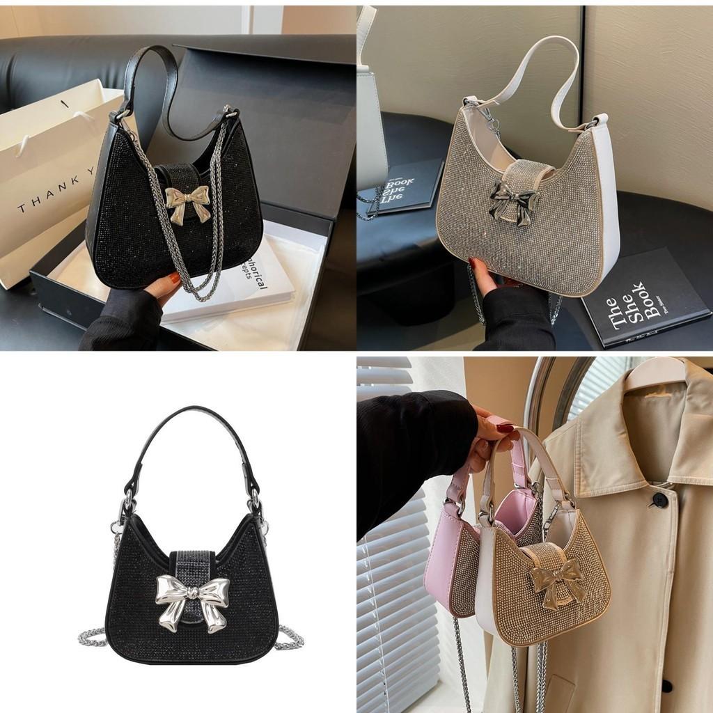 Chic Small Batch Crystal Chain Underarm Tote Bag 2024 New Spring Single Shoulder Crossbody Bag