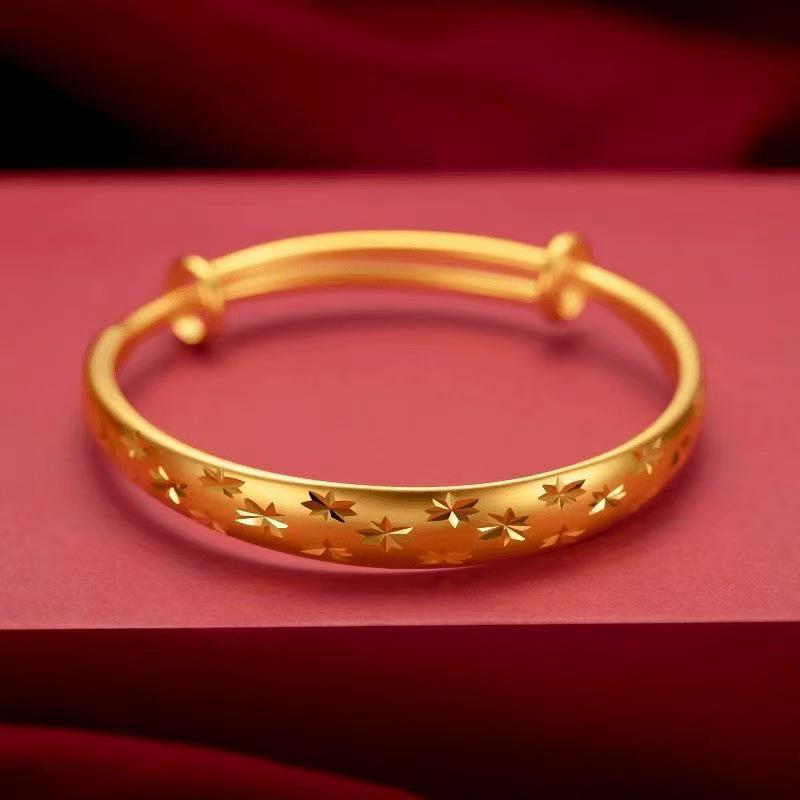 Luxury Starburst Sand Gold Bracelet - Push-Pull Design, High-End Imitation Gold Jewelry
