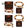 Commemorative Daily Wear Jewelry Thanksgiving Bracelet for Women, Holiday Beaded with Turkey Bucket Bead Maple Leaf Charm, Elastic Stretch Fall