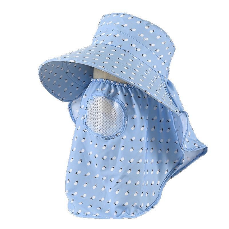 Wide-brimmed Purple Floral Sun Hat Detachable Face Mask Design, Breathable Lightweight Anti-UV Outdoor Headwear
