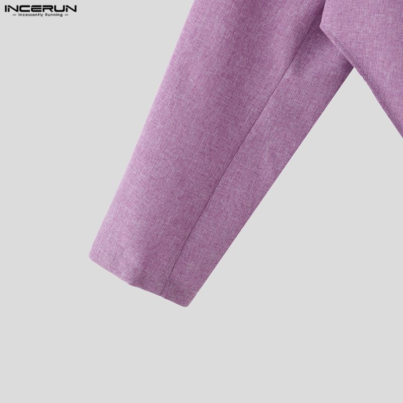 INCERUN 2PCS Men Long Sleeve Irregular Cropped Blazer and Long Pants Casual Loose Sets