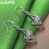 925 Sterling Silver Geometric Diamond Heart Earrings Set With AAA Zircon - Stylish Evening Jewelry