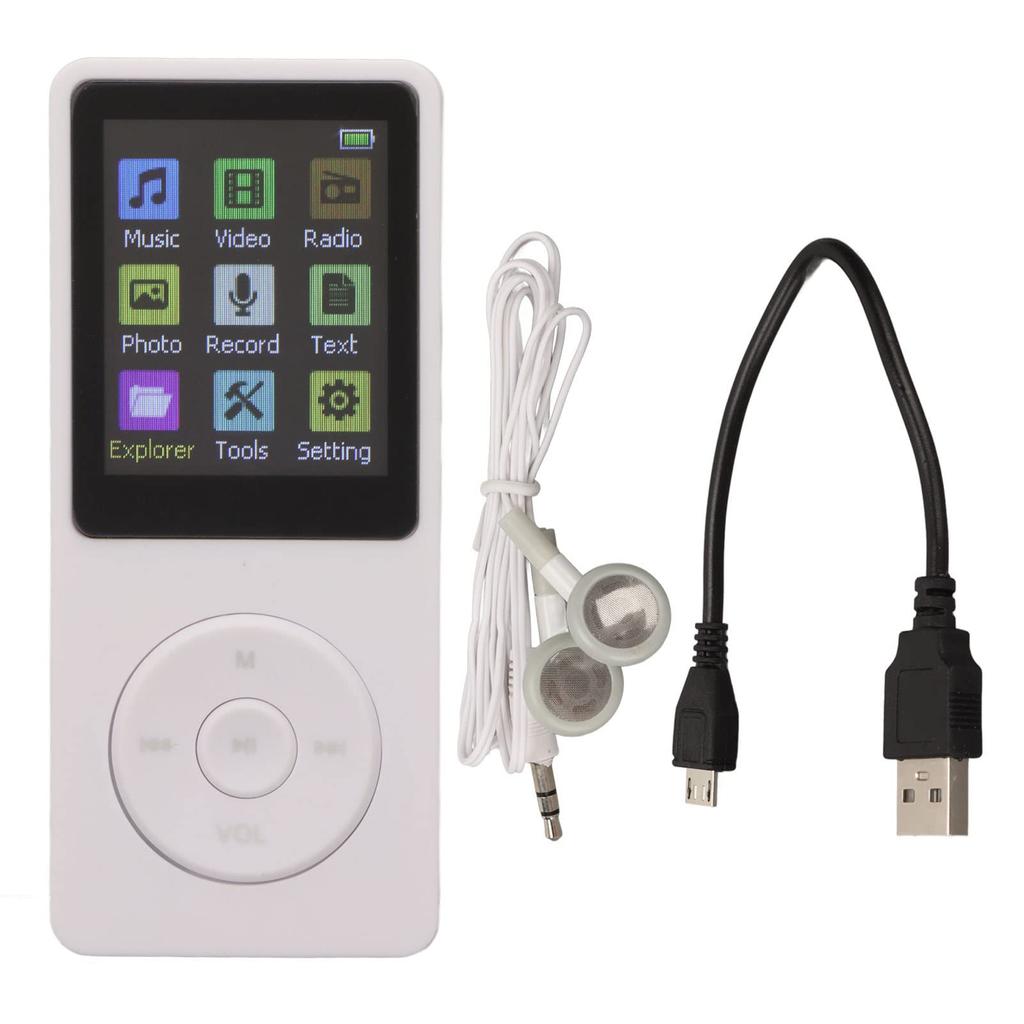1,8-Zoll-LCD Tragbarer MP3/MP4-Player mit Kopfhörern und Ladekabel, 32 GB Unterstützung für Kinder und Erwachsene, Gehen, Laufen und mehr (Weiß)
