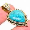 Natural Tibetan Turquoise Two Tone 925 Solid Sterling Silver Pendant 1.50'' d7K47