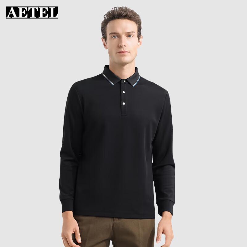 AETEL Men s Business Casual Long-Sleeved Polo Shirt 2XL