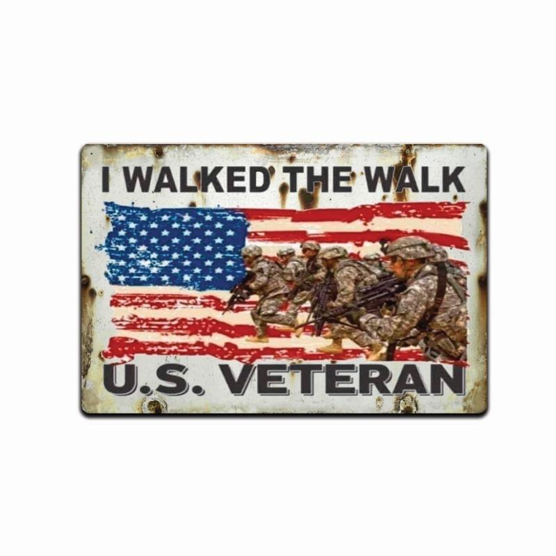 

US Veteran Patriotic Metal Sign, Rustic Americana Wall Door Decor Plaque