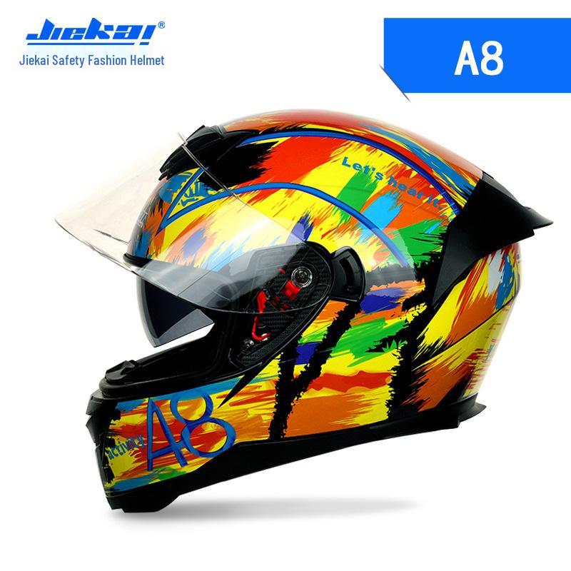 Jiekai Full Face Motorcycle Helmet – Unisex, All-Season, Cool and Safe Racing Design