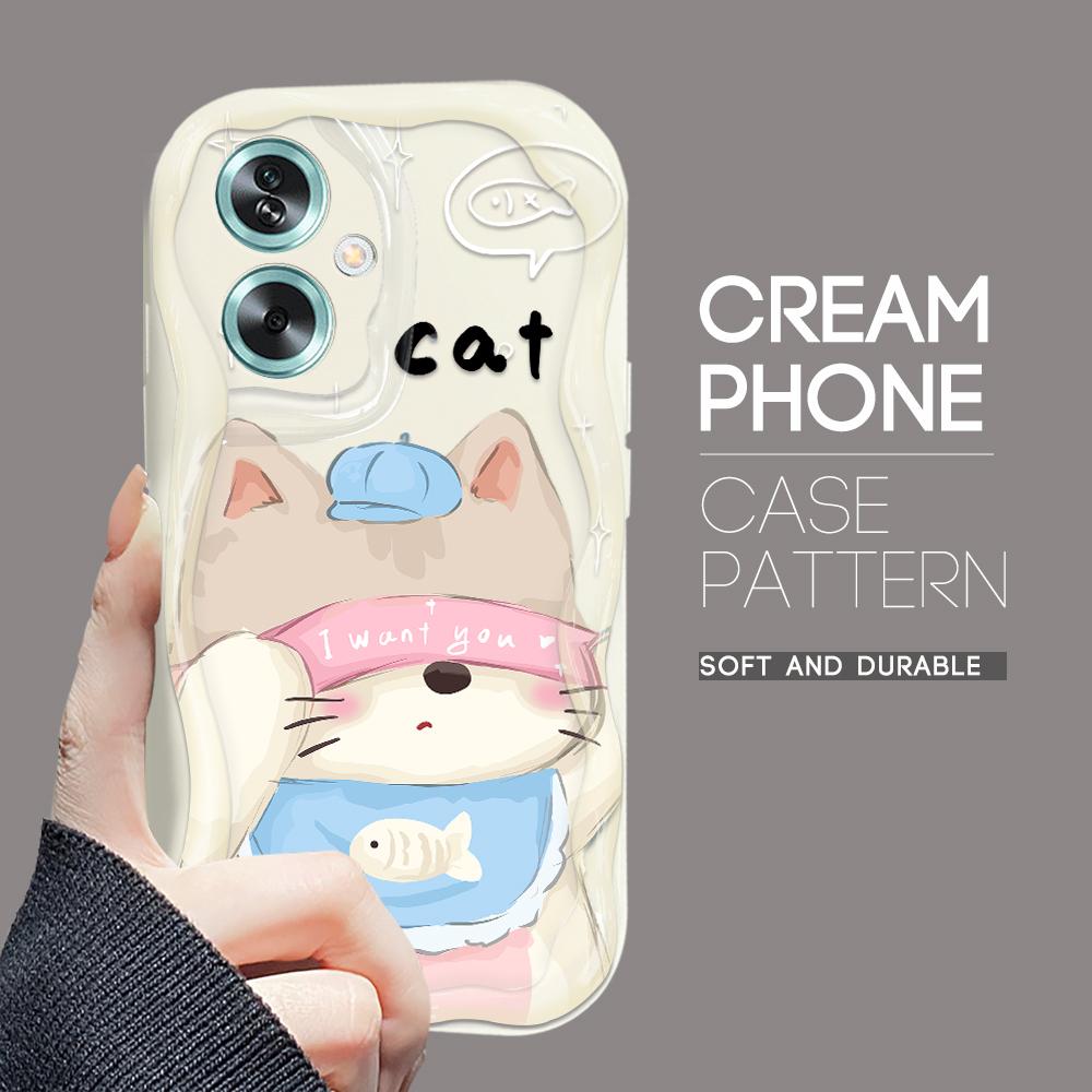 Cute Cartoon Pattern Cream Texture Casing Wavy Edge Soft Silicone Cover Phone Case for OPPO Reno Realme
